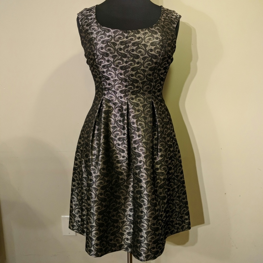 Paisley fit and flair party dress